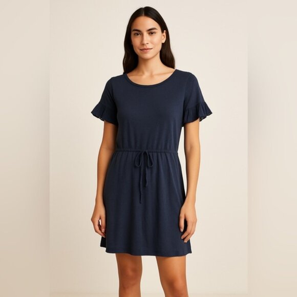 Velvet by Graham & Spencer Navy Flutter Sleeve Dress Size S - Picture 1 of 6